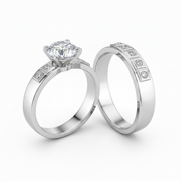 Rhodium-Plated Sterling Silver (Couple Set)-Saleh Sallom
