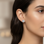 Round Brilliant Lab-Created Diamond Stud Earrings in 14K White Gold-Saleh Sallom