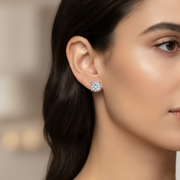 Round Brilliant Lab-Created Diamond Stud Earrings in 14K White Gold-Saleh Sallom
