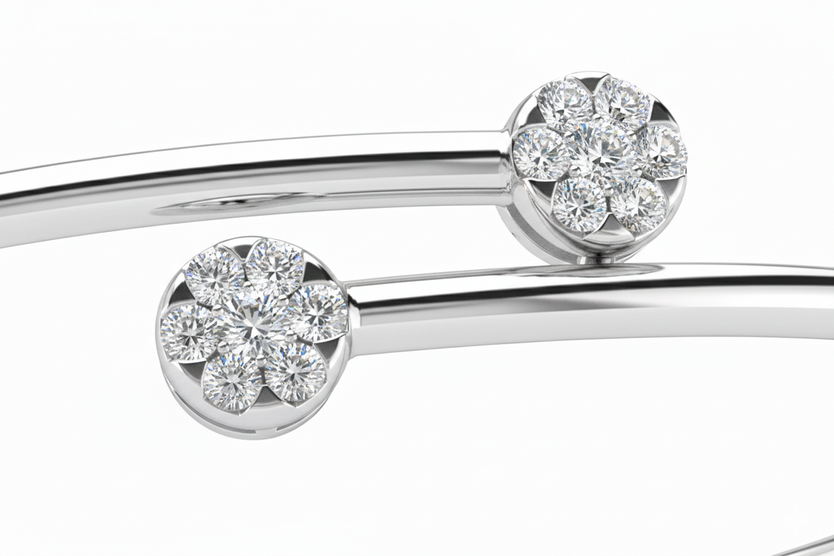 Natural Diamond Open Bangle Bracelet-Saleh Sallom