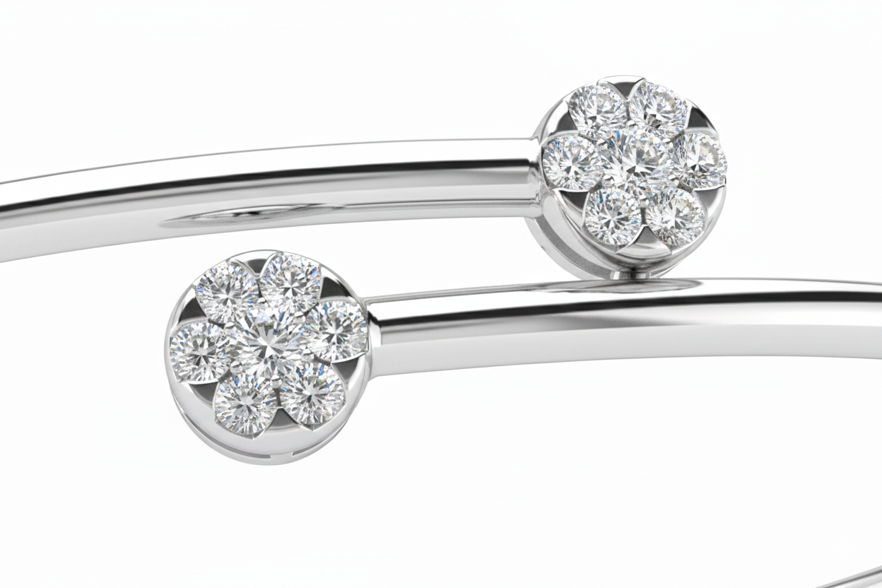 Natural Diamond Open Bangle Bracelet-Saleh Sallom