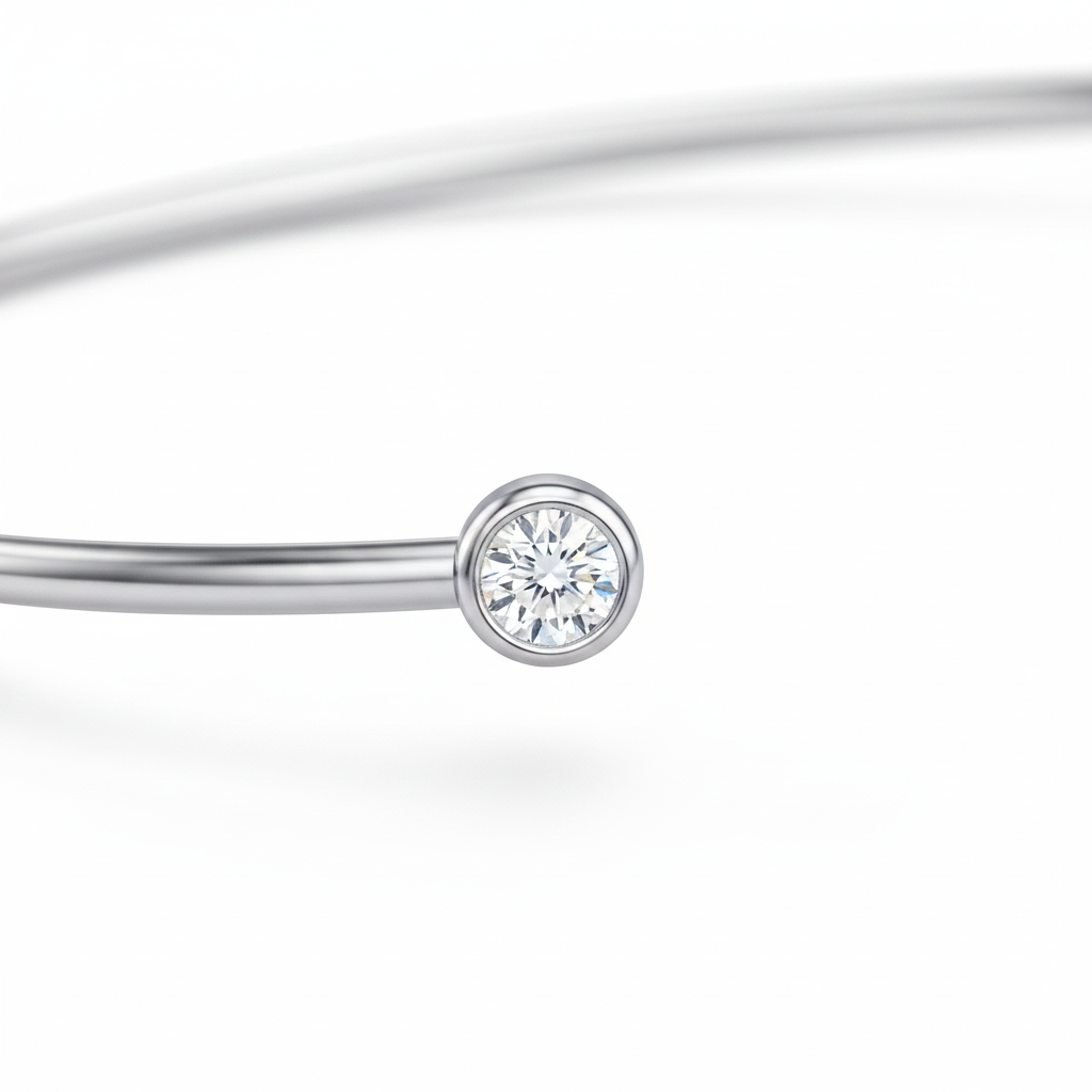 Open Pearl & Diamond Bangle Bracelet in White Gold Secondary image