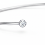 Open Pearl & Diamond Bangle Bracelet in White Gold-Saleh Sallom
