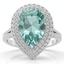 Green Sapphire & Diamond Pear Halo Ring in 18K White Gold-Saleh Sallom
