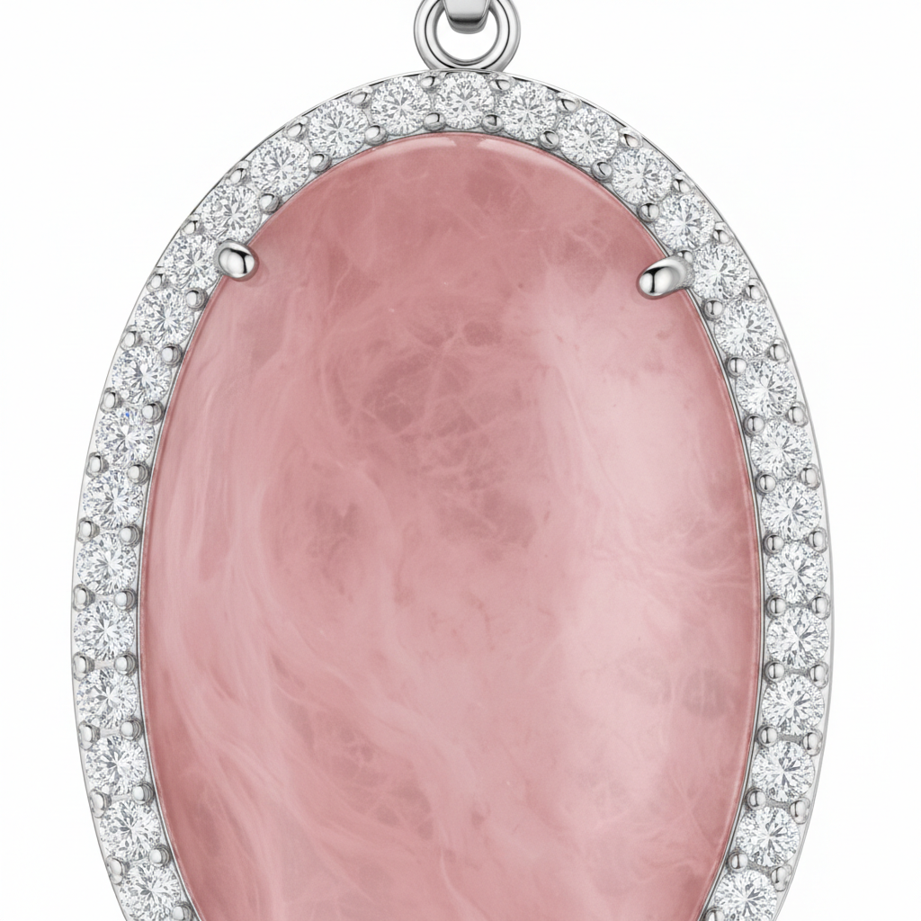 Lab-Created Diamond Oval Halo Pendant in 14K White Gold-Saleh Sallom