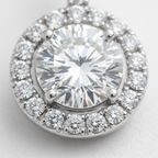 Round Lab-Created Diamond Halo Pendant Necklace in 14K White Gold-Saleh Sallom