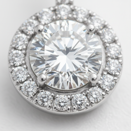 Round Lab-Created Diamond Halo Pendant Necklace in 14K White Gold-Saleh Sallom