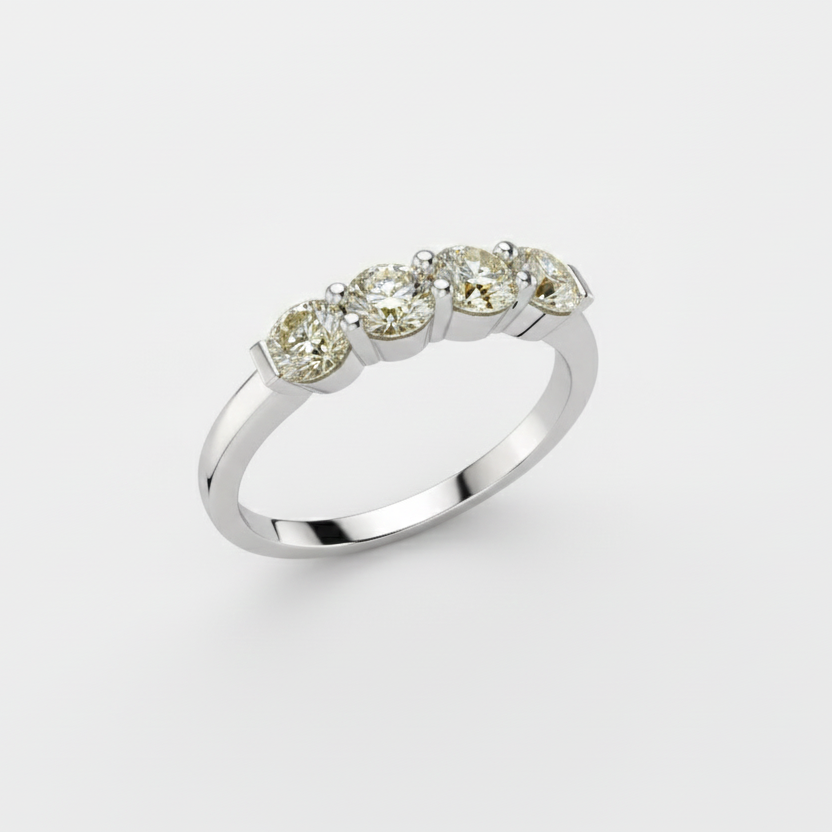 Five-Stone Diamond Ring in 18K White Gold-Saleh Sallom
