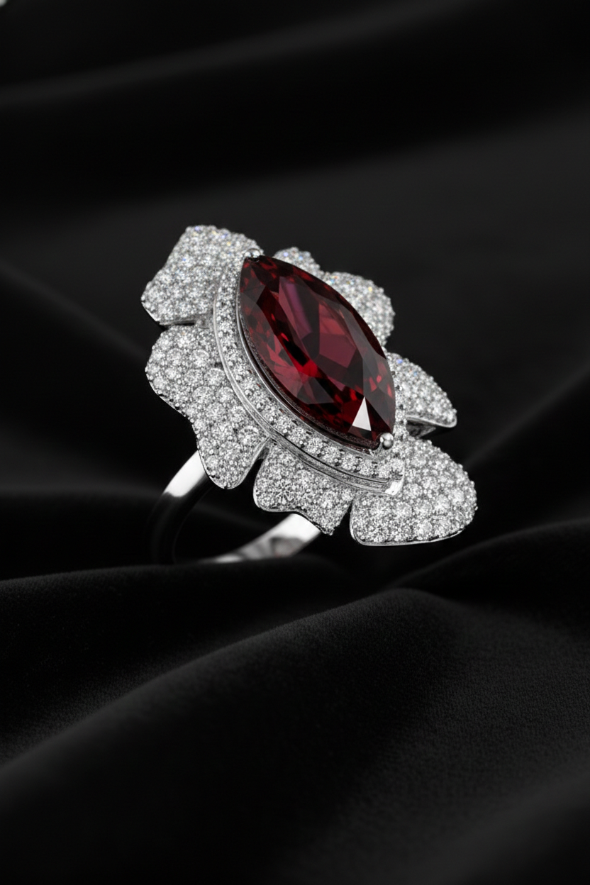 Crimson Marquis Natural Diamond Ring-Saleh Sallom
