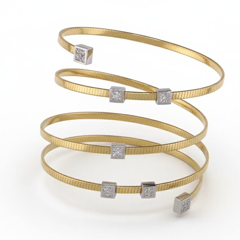 Multi-Wrap Diamond Accent Bracelet in 18K Yellow & White Gold-Saleh Sallom