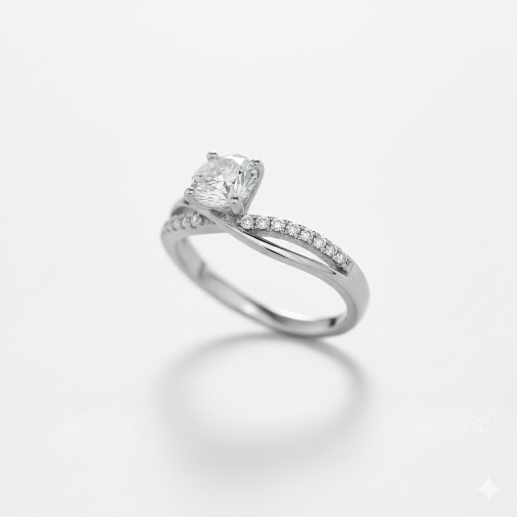 Elegant 1.1 CT Round Diamond Engagement Ring in 18K White Gold – IGI Certified-Saleh Sallom