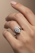 14K White Gold with Natural Diamond Cluster-Saleh Sallom