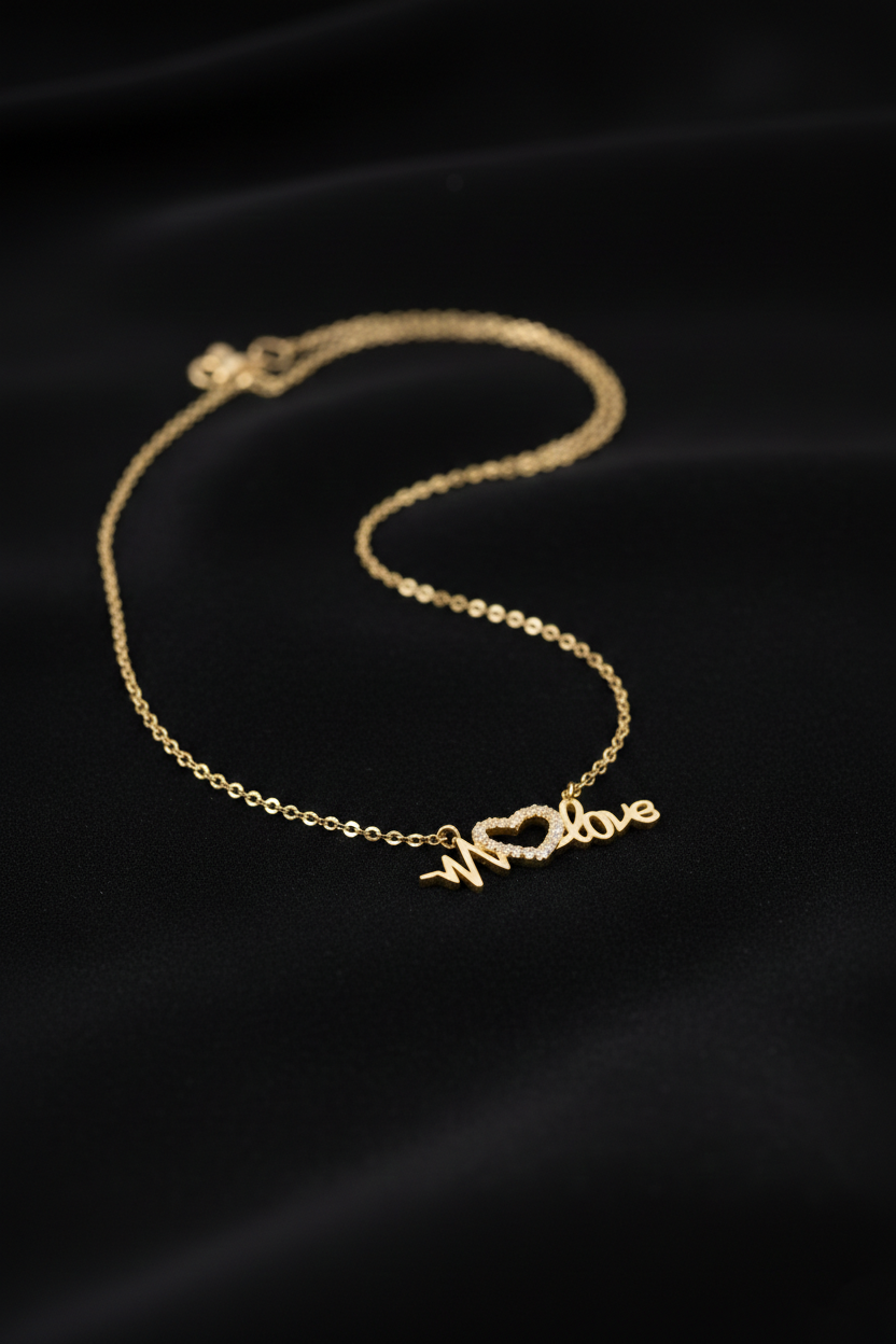Yellow Gold “Heartbeat Love” Diamond Necklace Secondary image
