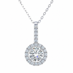 Round Lab-Created Diamond Halo Pendant Necklace in 14K White Gold-Saleh Sallom