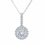 Round Lab-Created Diamond Halo Pendant Necklace in 14K White Gold-Saleh Sallom
