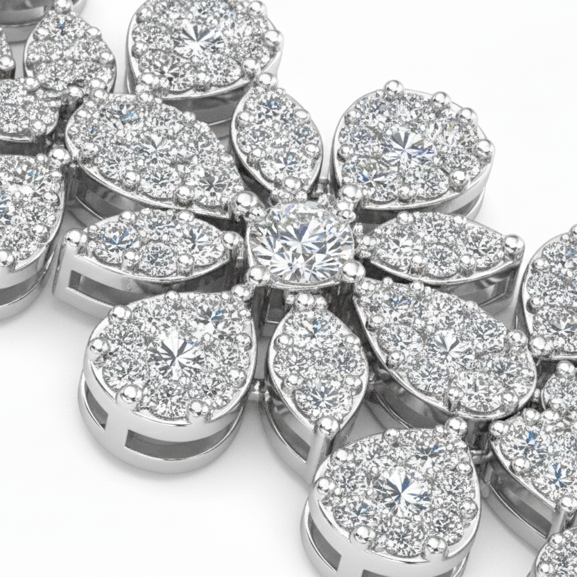 Floral Diamond Bracelet – 2.92 CT in White Gold-Saleh Sallom