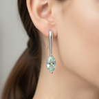 Round Brilliant Lab-Created Diamond Drop Earrings in 14K White Gold-Saleh Sallom