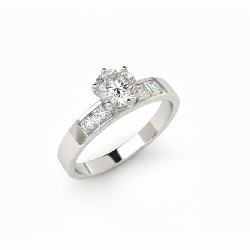 0.86 Carat Round Brilliant Diamond Ring – IGI Certified | 18K White Gold-Saleh Sallom