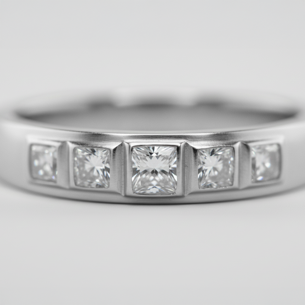 18K White Gold Diamond Band Ring – Natural Diamonds | IGI Certified-Saleh Sallom