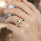 Round Brilliant Lab-Created Diamond Ring with Yellow Diamond Accents in 14K White Gold-Saleh Sallom