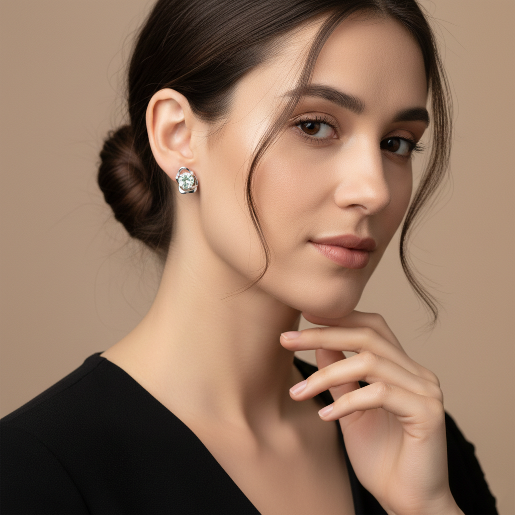 Round Brilliant Lab-Created Diamond Stud Earrings in 14K White Gold-Saleh Sallom