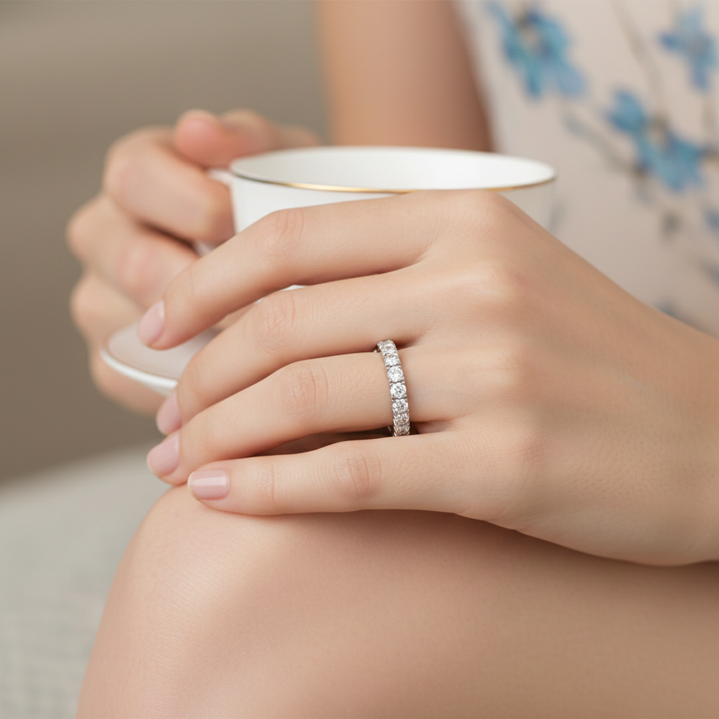 0.25 Carat Lab Diamond Half Eternity Ring in 18K White Gold | 23 Diamonds | Saleh Sallom-Saleh Sallom
