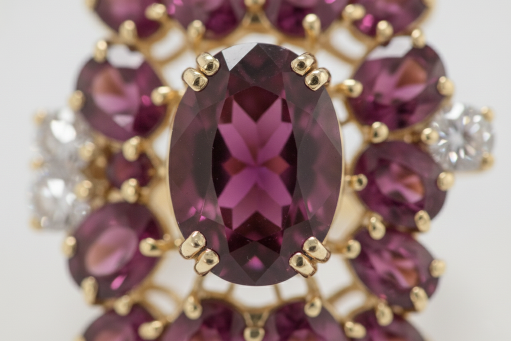 Imperial Crimson Bloom Ring – 18K White Gold Garnet & Diamond Statement Ring-Saleh Sallom