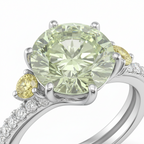 Round Brilliant Lab-Created Diamond Ring with Yellow Diamond Accents in 14K White Gold-Saleh Sallom