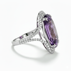 Purple Cushion Gemstone Ring with Diamond Halo-Saleh Sallom