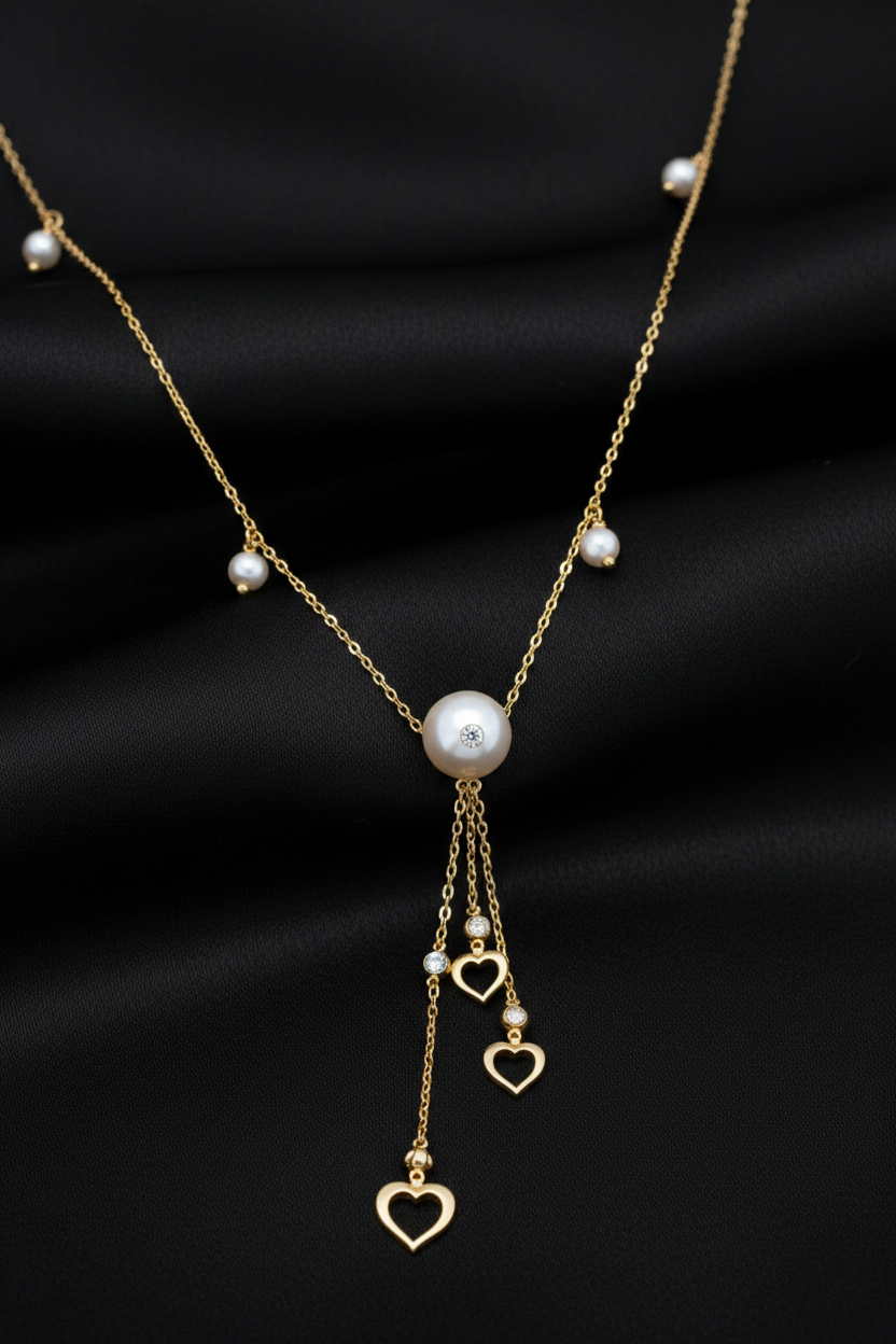 Luminous Heartfall Pearl Necklace-Saleh Sallom