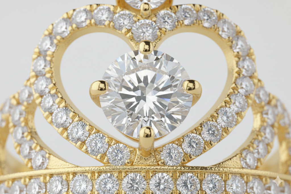 Crown-Inspired Diamond Ring in 18K Yellow Gold-Saleh Sallom