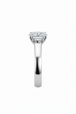 American Diamond Solitaire Ring in Rhodium-Plated Sterling Silver-Saleh Sallom