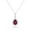 Pear-Shaped Ruby & Diamond Halo Necklace in 18K White Gold-Saleh Sallom