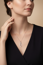 18K White Gold Diamond Link Pendant Necklace-Saleh Sallom