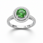 Lab-Created Green Diamond & Diamond Halo Ring in 14K White Gold-Saleh Sallom