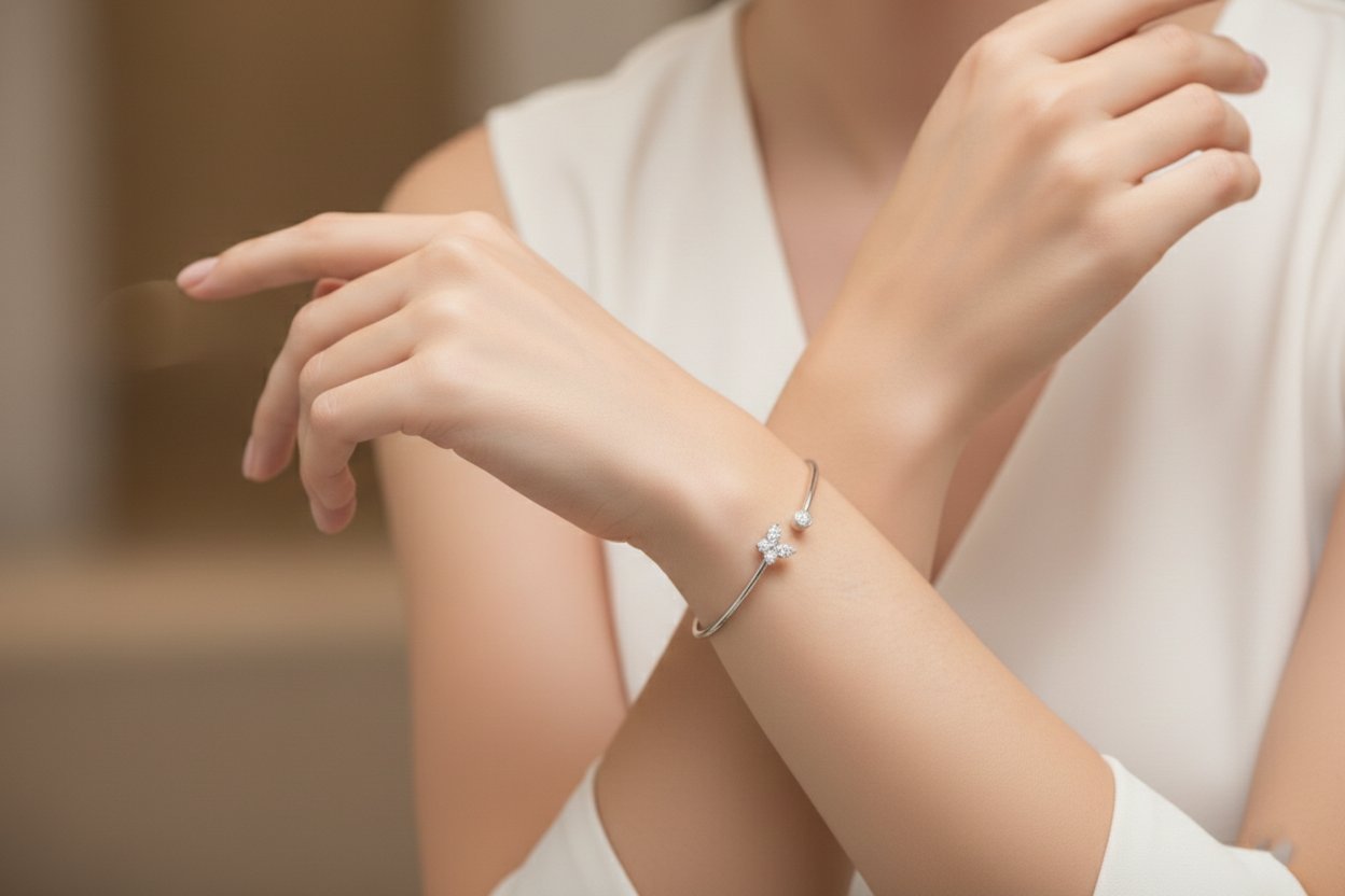 Diamond Open Cuff Bracelet-Saleh Sallom