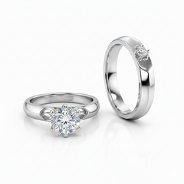 Eterna Solitaire American Diamond Ring Rhodium-Plated Sterling Silver-Saleh Sallom