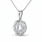 Round Brilliant Lab-Created Diamond Solitaire Pendant Necklace in 14K White Gold-Saleh Sallom