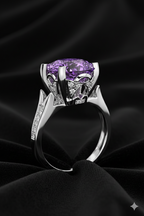 4.23 Carat Natural Fancy-Cut Amethyst & Diamond Ring in 18K White Gold | IGI Certified | Saleh Sallom