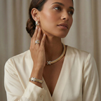 Natural Diamond “X” Set | 0.60 Ct Diamonds | Two-Tone Gold | Necklace, Bangle & Earrings | Saleh Sallom-Saleh Sallom