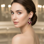 Red Heart Gemstone Drop Earrings in White Gold  | Romantic Statement | Saleh Sallom-Saleh Sallom
