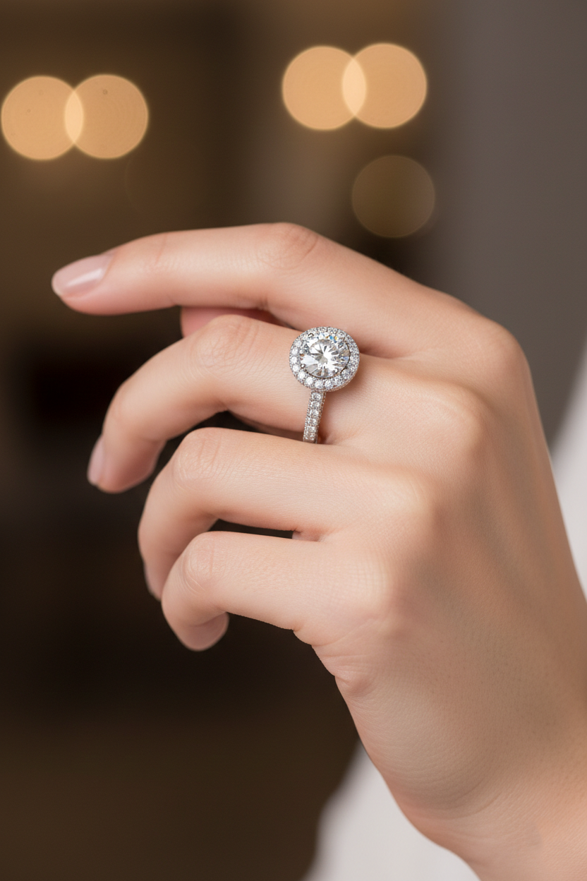 Round Brilliant Halo Diamond Ring | 0.95 Carat | VS1 | White Gold | Saleh Sallom-Saleh Sallom