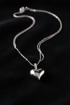 18K White Gold Heart Pendant with Natural Diamond Accents-Saleh Sallom