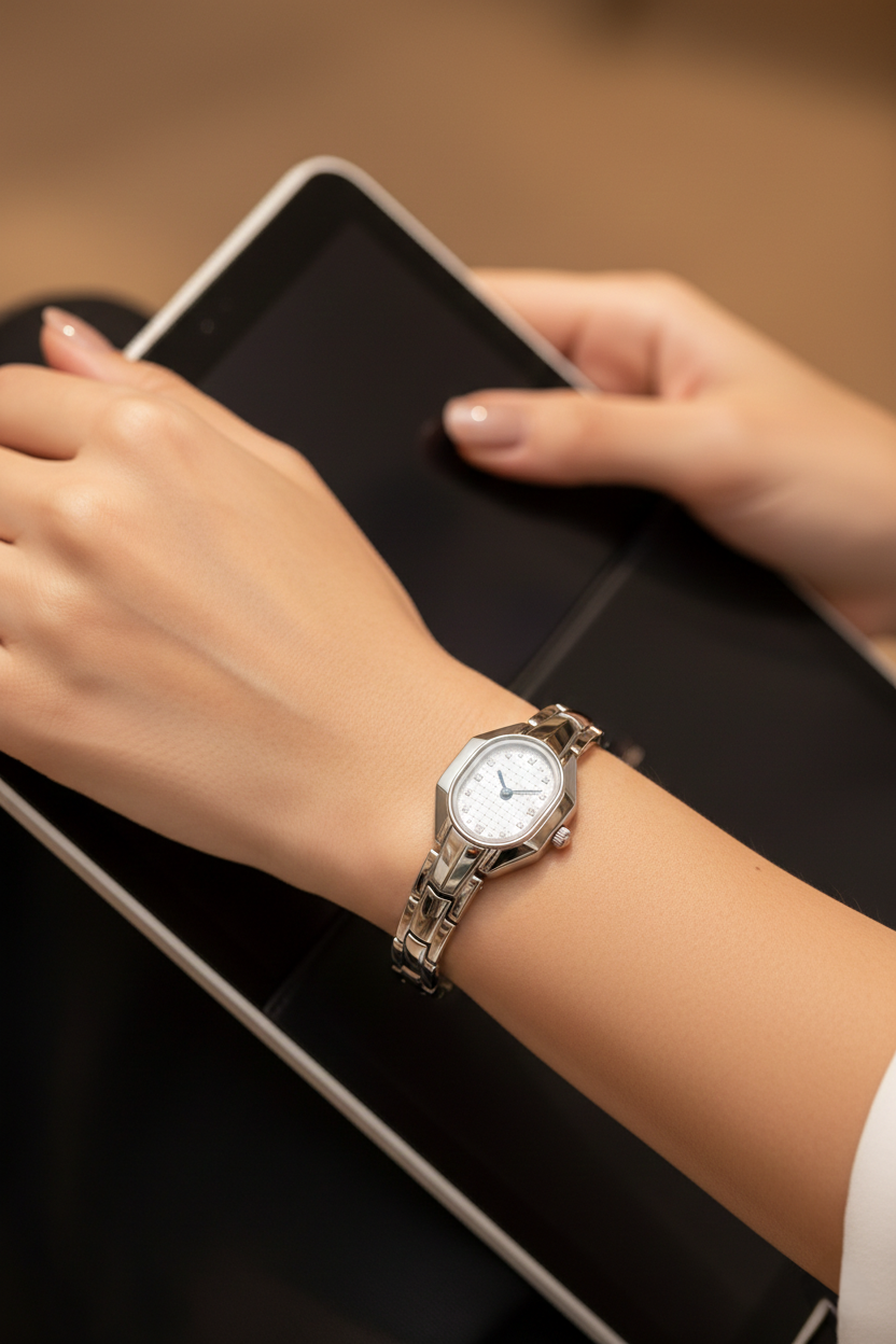 Luxury Natural Diamond Women’s Watch 0.06 Carat D Color VS-SI – Saleh Sallom Jewelry Secondary image