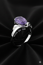 3.20 Carat Natural Amethyst & Diamond Ring in 14K White Gold | IGI Certified | Saleh Sallom