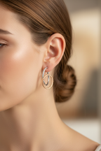 Two-Tone Interlocking Hoop Earrings in Sterling Silver & Rose Gold Plated-Saleh Sallom