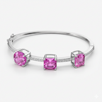 18K White Gold Bangle with Laboratory-Grown Pink Sapphires & Diamonds-Saleh Sallom