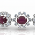 Oval Ruby & 4.00 CT Diamond Halo Bracelet in White Gold-Saleh Sallom