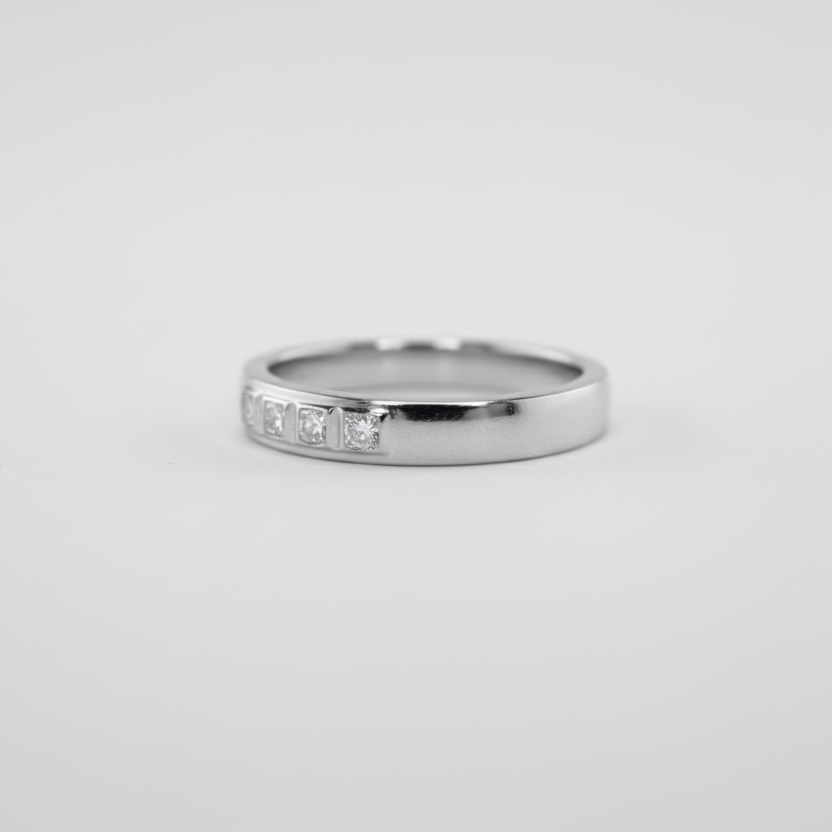 18K White Gold Diamond Band Ring – Natural Diamonds | IGI Certified-Saleh Sallom