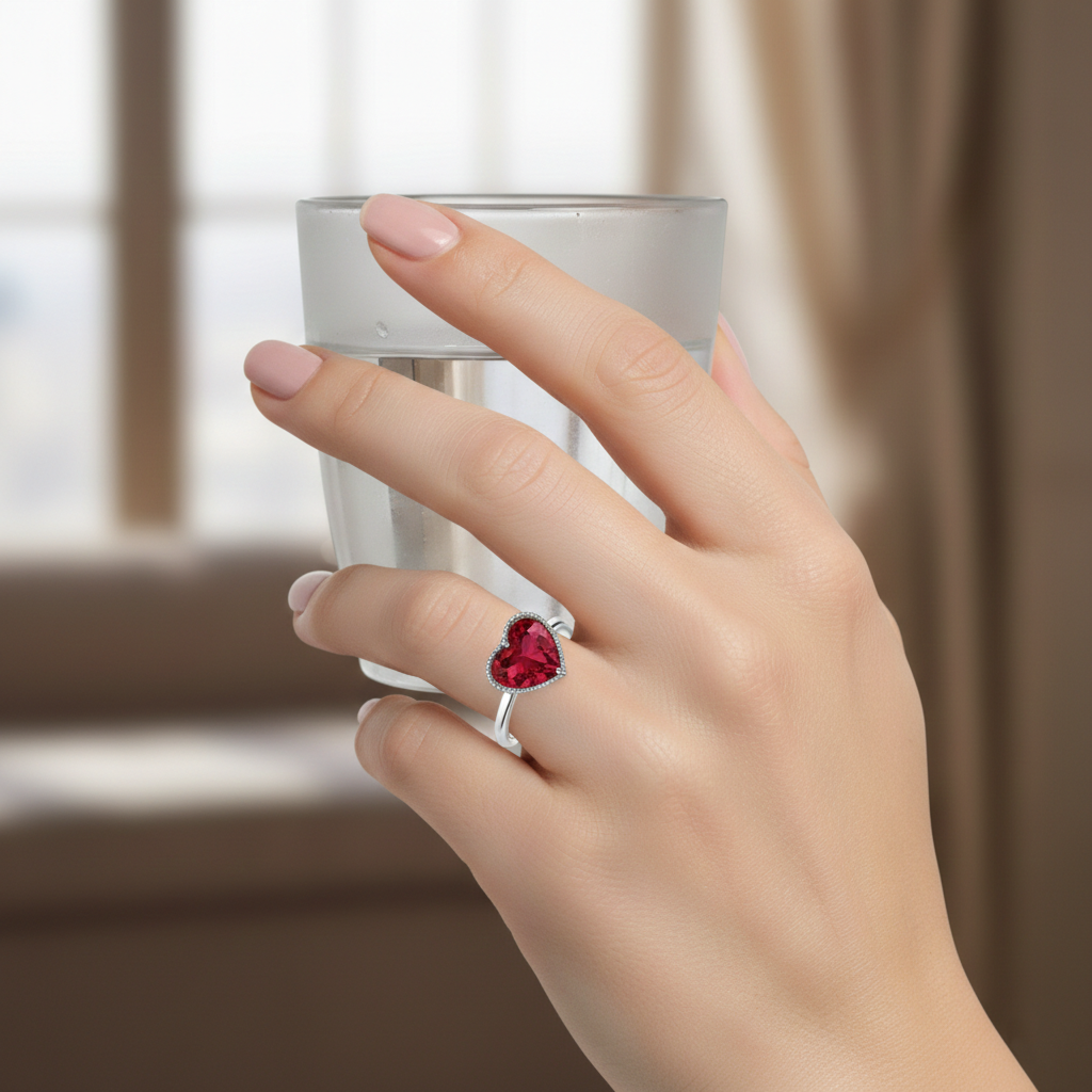 Heart-Cut Ruby Solitaire Ring in 18K White Gold | Romantic Minimal Design | Saleh Sallom-Saleh Sallom